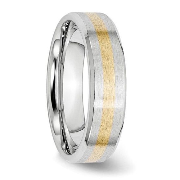 Chisel Cobalt 14k Gold Inlay Satin & Polished 6mm Band